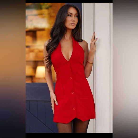 NWT Priceless Red Vest Halter Backless Dress - Picture 1 of 7